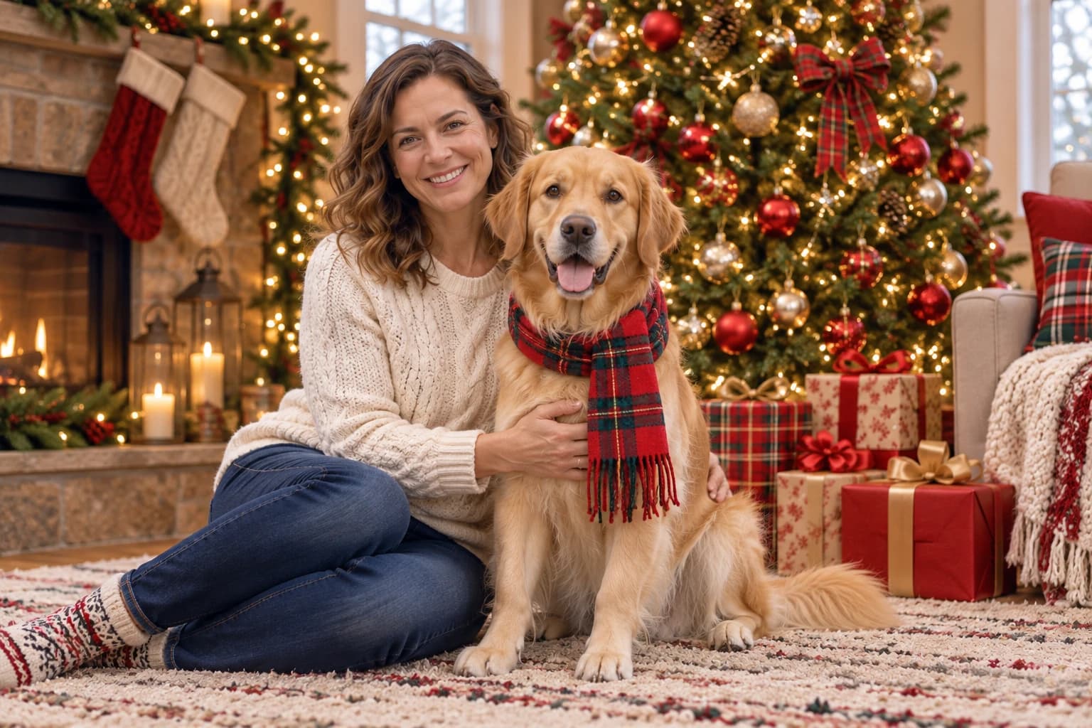 Illustrative Pet Star example: Your pet takes center stage in a festive portrait.