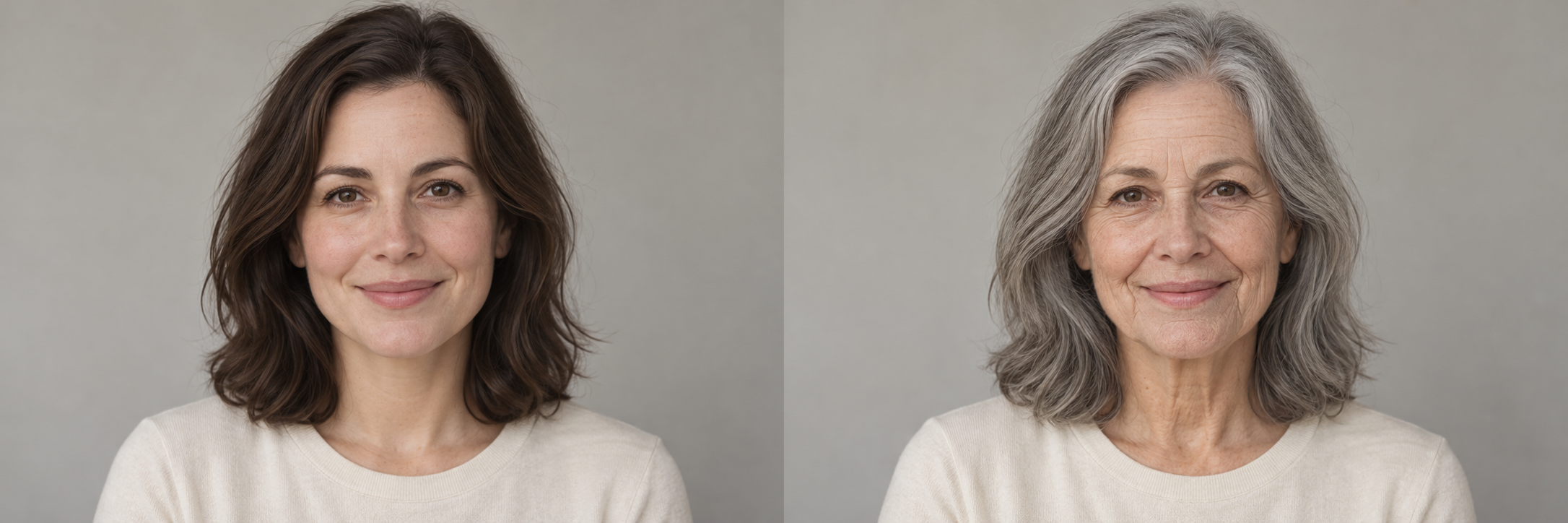 The same fictional woman with an older appearance