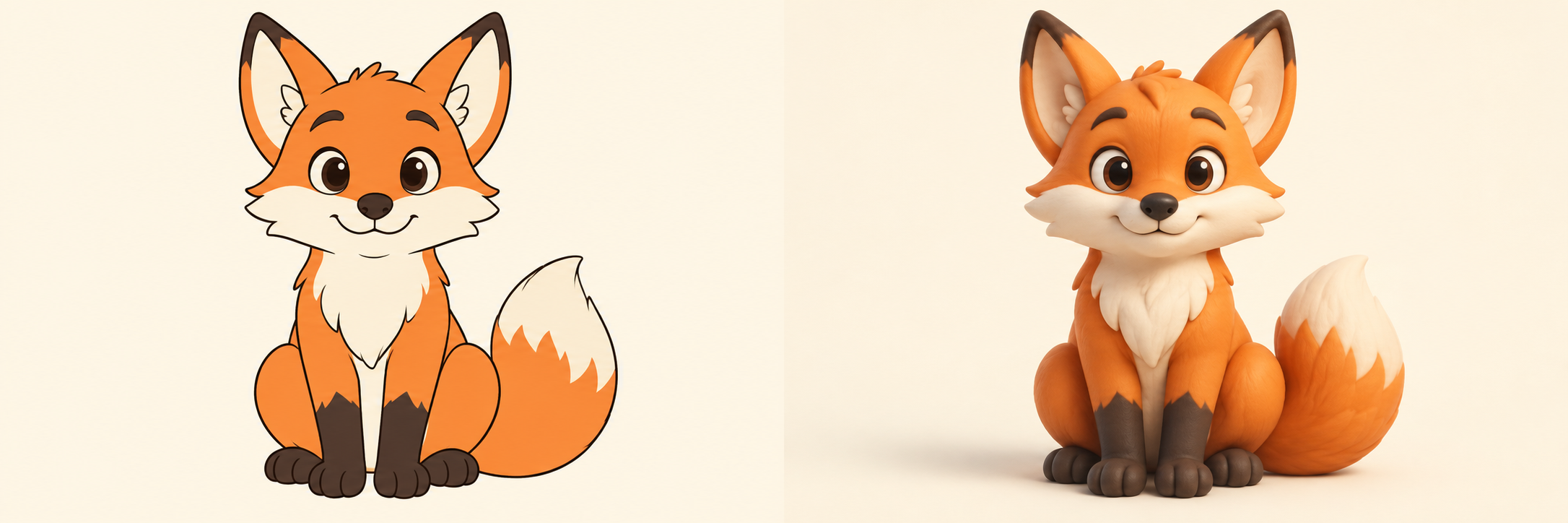 Dimensional 3D-style image of fox mascot